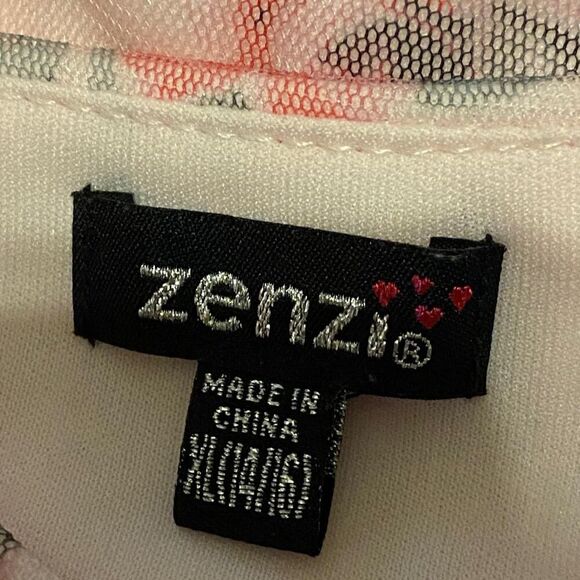 Zenzii Girls Dress - size XL 14/16 pink flowers lace poofy full sleeveless - Picture 5 of 8